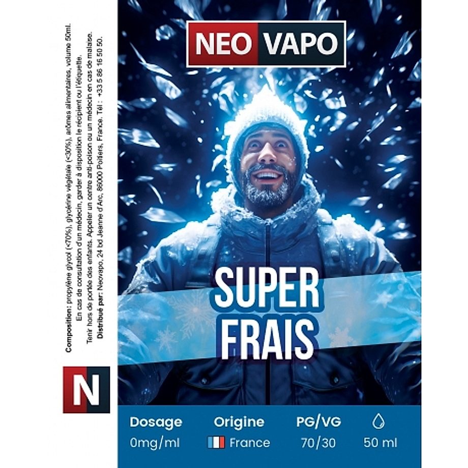 E-liquide Super frais 50ml etiquette E-liquide Super frais 50ml etiquette