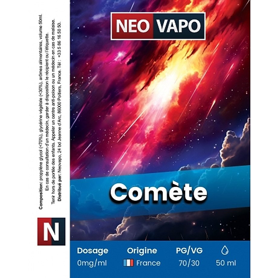 E-liquide Comète 50ml etiquette E-liquide Comète 50ml etiquette