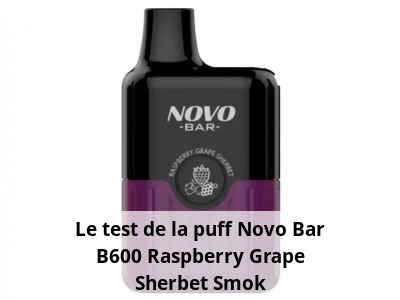 Le test de la puff Novo Bar B600 Raspberry Grape Sherbet Smok